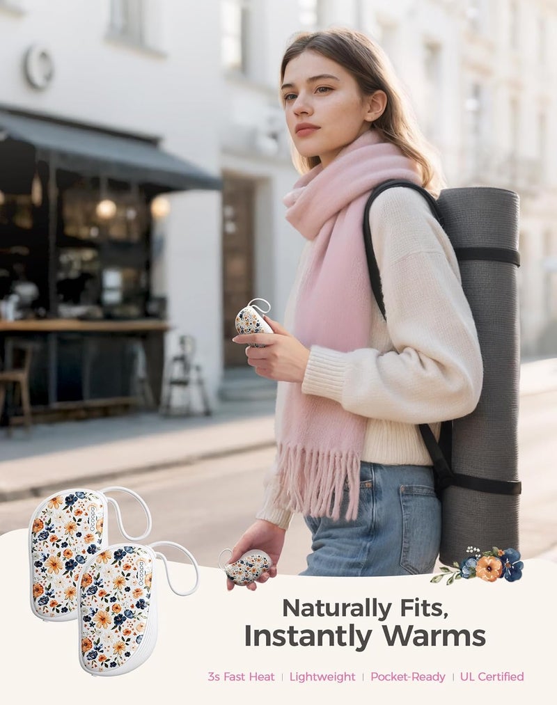 OCOOPA Hand Warmers Rechargeable 2 Pack, Ultra Slim Electric Hand Warmers, Portable Pocket Heater, Comb-Inspired, Fits in Gloves,UL Certified, Winter Essentials,UT5 Sway - Image 2